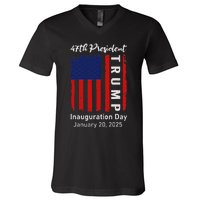 Donald Trump Inauguration Day 2025 47th President 47 Us Flag V-Neck T-Shirt