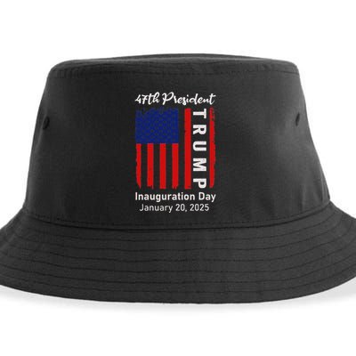 Donald Trump Inauguration Day 2025 47th President 47 Us Flag Sustainable Bucket Hat