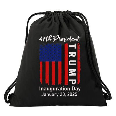 Donald Trump Inauguration Day 2025 47th President 47 Us Flag Drawstring Bag