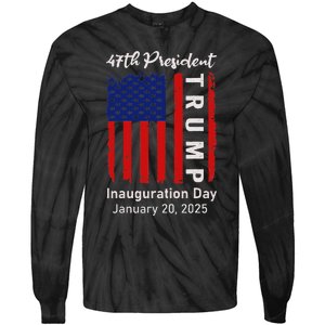 Donald Trump Inauguration Day 2025 47th President 47 Us Flag Tie-Dye Long Sleeve Shirt