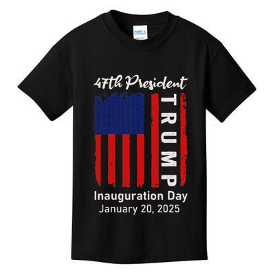Donald Trump Inauguration Day 2025 47th President 47 Us Flag Kids T-Shirt