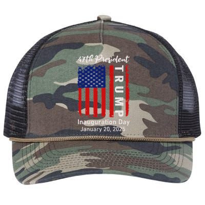 Donald Trump Inauguration Day 2025 47th President 47 Us Flag Retro Rope Trucker Hat Cap