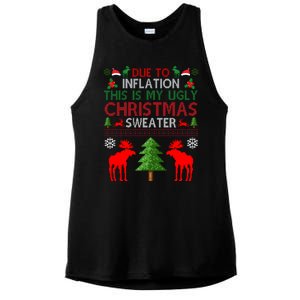 Due To Inflation This Is My Ugly Christmas Sweater Funny Holiday Ladies PosiCharge Tri-Blend Wicking Tank