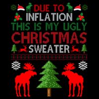 Due To Inflation This Is My Ugly Christmas Sweater Funny Holiday Flexfit Unipanel Trucker Cap