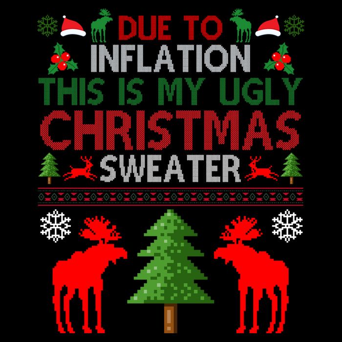 Due To Inflation This Is My Ugly Christmas Sweater Funny Holiday Flexfit Unipanel Trucker Cap