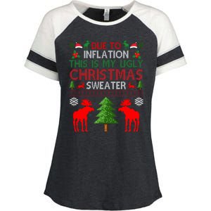 Due To Inflation This Is My Ugly Christmas Sweater Funny Holiday Enza Ladies Jersey Colorblock Tee