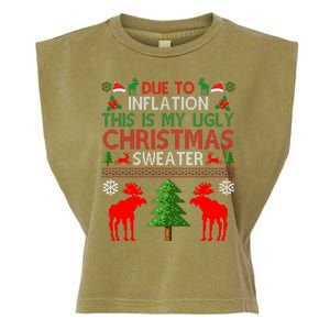 Due To Inflation This Is My Ugly Christmas Sweater Funny Holiday Garment-Dyed Women's Muscle Tee