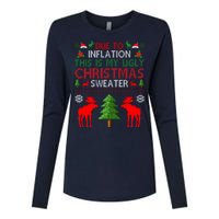 Due To Inflation This Is My Ugly Christmas Sweater Funny Holiday Womens Cotton Relaxed Long Sleeve T-Shirt