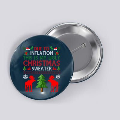 Due To Inflation This Is My Ugly Christmas Sweater Funny Holiday Button