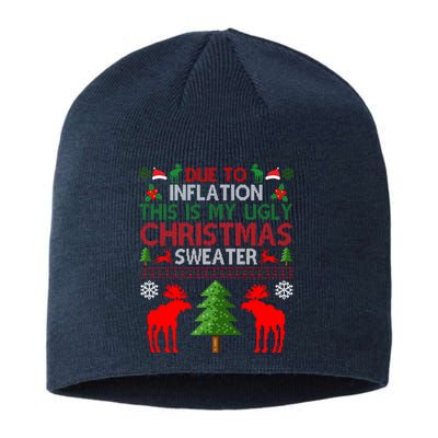 Due To Inflation This Is My Ugly Christmas Sweater Funny Holiday Sustainable Beanie