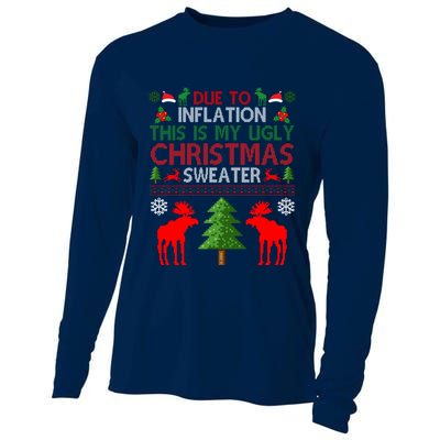 Due To Inflation This Is My Ugly Christmas Sweater Funny Holiday Cooling Performance Long Sleeve Crew