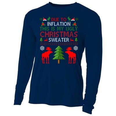 Due To Inflation This Is My Ugly Christmas Sweater Funny Holiday Cooling Performance Long Sleeve Crew