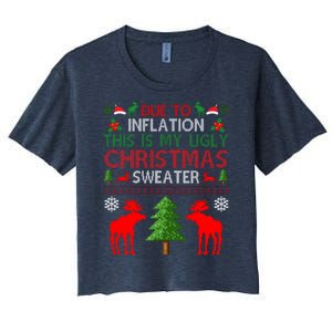 Due To Inflation This Is My Ugly Christmas Sweater Funny Holiday Women's Crop Top Tee