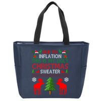 Due To Inflation This Is My Ugly Christmas Sweater Funny Holiday Zip Tote Bag