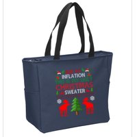 Due To Inflation This Is My Ugly Christmas Sweater Funny Holiday Zip Tote Bag