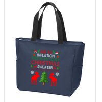 Due To Inflation This Is My Ugly Christmas Sweater Funny Holiday Zip Tote Bag