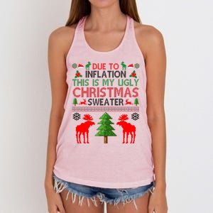 Due To Inflation This Is My Ugly Christmas Sweater Funny Holiday Women's Knotted Racerback Tank