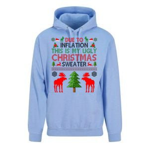 Due To Inflation This Is My Ugly Christmas Sweater Funny Holiday Unisex Surf Hoodie