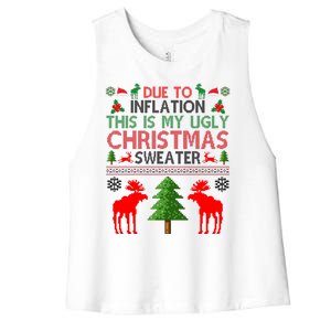 Due To Inflation This Is My Ugly Christmas Sweater Funny Holiday Women's Racerback Cropped Tank