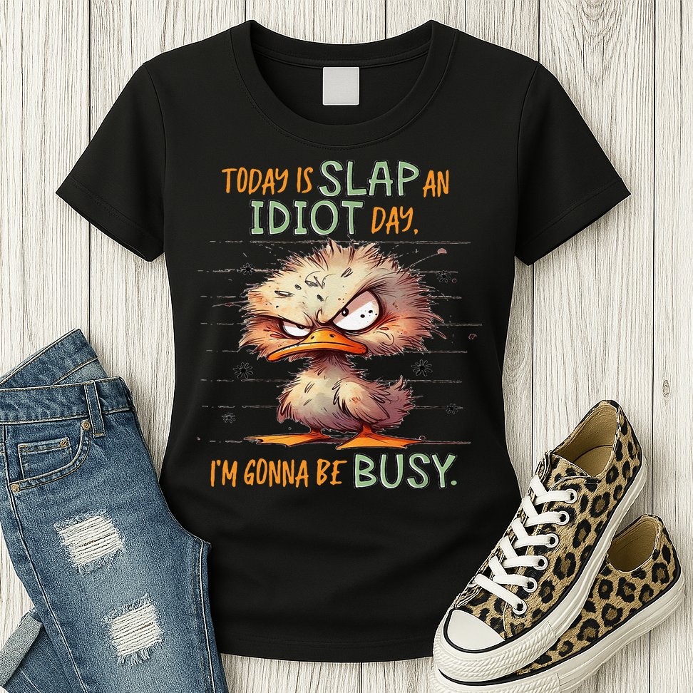 Duck Today Is Slap An Idiot Day I’M Gonna Be Busy Womens T-Shirt