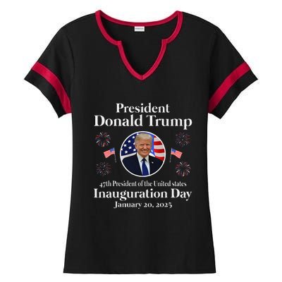 Donald Trump Inauguration Day 2025 47th Usa President Ladies Halftime Notch Neck Tee