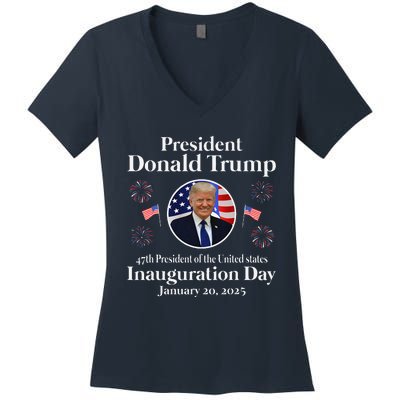 Donald Trump Inauguration Day 2025 47th Usa President Women's V-Neck T-Shirt