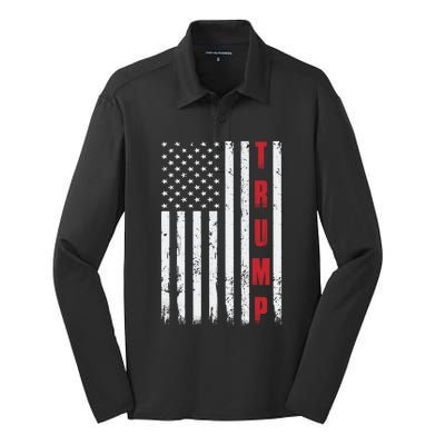 Donald Trump Is My President 4th Of July Usa Trump Flag Gift Silk Touch Performance Long Sleeve Polo