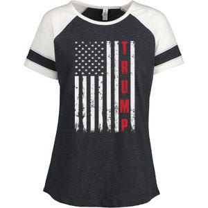 Donald Trump Is My President 4th Of July Usa Trump Flag Gift Enza Ladies Jersey Colorblock Tee