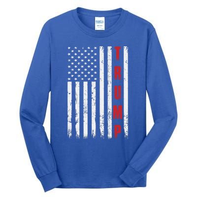 Donald Trump Is My President 4th Of July Usa Trump Flag Gift Tall Long Sleeve T-Shirt