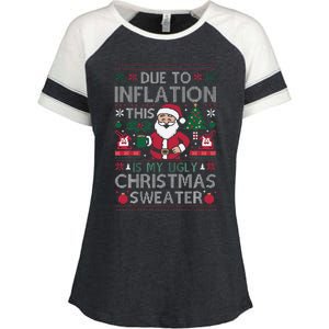 Due To Inflation This Is My Ugly Sweater For Christmas Enza Ladies Jersey Colorblock Tee