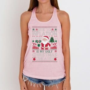 Due To Inflation This Is My Ugly Sweater For Christmas Women's Knotted Racerback Tank