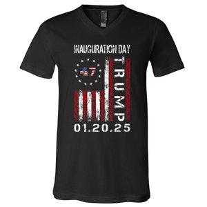 Donald Trump Inauguration Day 2025 47th President Usa Flag V-Neck T-Shirt