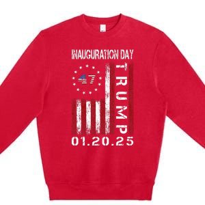 Donald Trump Inauguration Day 2025 47th President Usa Flag Premium Crewneck Sweatshirt