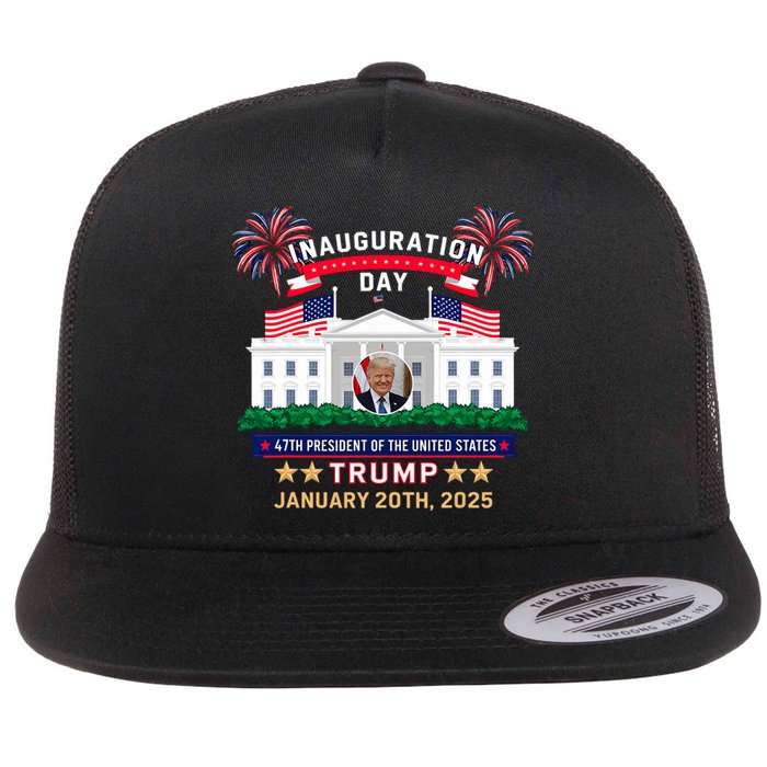 Donald Trump Inauguration Day 2025 47th President 47 Us Flag Flat Bill Trucker Hat