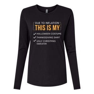 Due To Inflation This Is My Christmas Costume Funny Womens Cotton Relaxed Long Sleeve T-Shirt