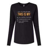 Due To Inflation This Is My Christmas Costume Funny Womens Cotton Relaxed Long Sleeve T-Shirt