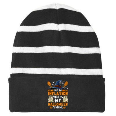 Due To Inflation This Is My Halloween Costume Striped Beanie with Solid Band