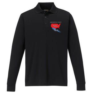 Donald Trump Illegal Build The Wall America First Performance Long Sleeve Polo