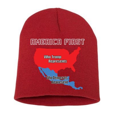 Donald Trump Illegal Build The Wall America First Short Acrylic Beanie