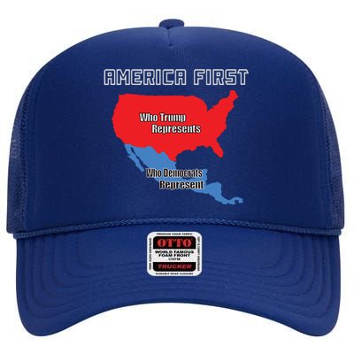 Donald Trump Illegal Build The Wall America First High Crown Mesh Back Trucker Hat