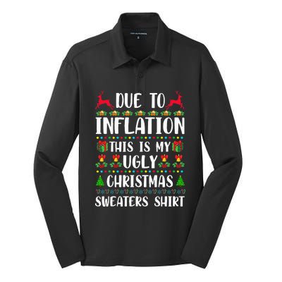 Due to Inflation Ugly Christmas Sweaters Family Matching Silk Touch Performance Long Sleeve Polo