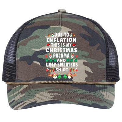 Due To Inflation This Is My Christmas Pajama Ugly Sweaters Gift Retro Rope Trucker Hat Cap