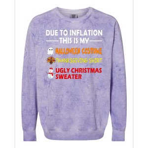 Due To Inflation This Is My Halloween Thanksgiving Ugly Christmas Colorblast Crewneck Sweatshirt