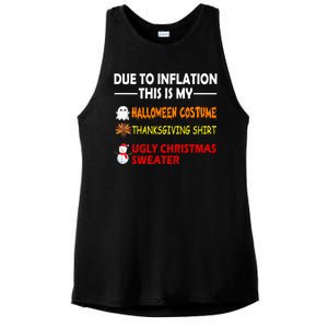 Due To Inflation This Is My Halloween Thanksgiving Ugly Christmas Ladies PosiCharge Tri-Blend Wicking Tank