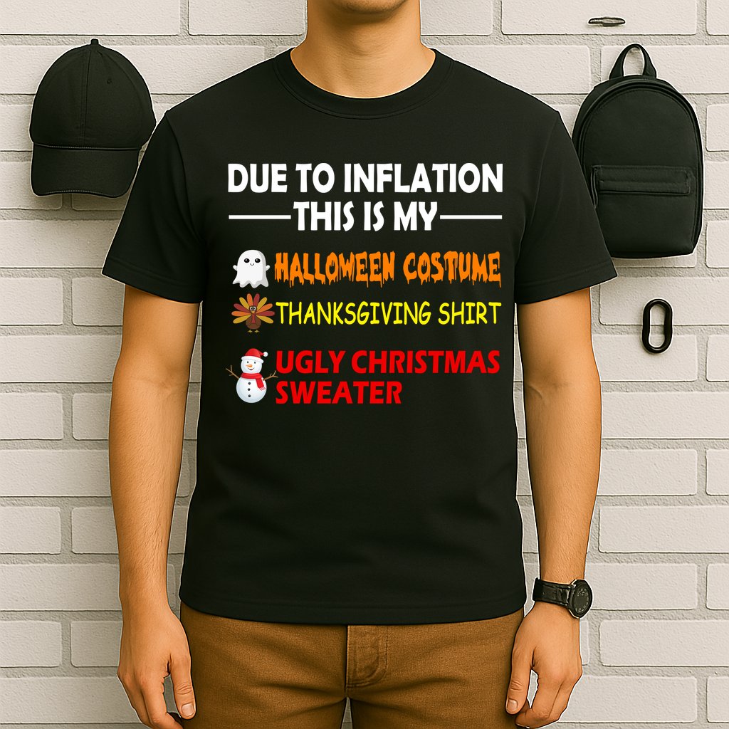 Due To Inflation This Is My Halloween Thanksgiving Ugly Christmas T-Shirt