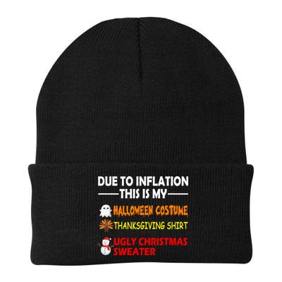 Due To Inflation This Is My Halloween Thanksgiving Ugly Christmas Beanie