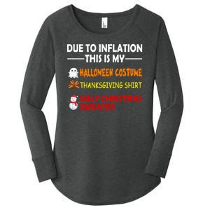 Due To Inflation This Is My Halloween Thanksgiving Ugly Christmas Women's Perfect Tri Tunic Long Sleeve Shirt