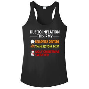 Due To Inflation This Is My Halloween Thanksgiving Ugly Christmas Ladies PosiCharge Competitor Racerback Tank