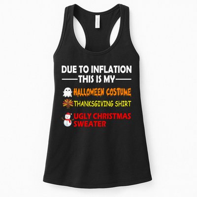 Due To Inflation This Is My Halloween Thanksgiving Ugly Christmas Womens Tank Top