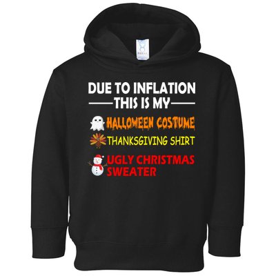 Due To Inflation This Is My Halloween Thanksgiving Ugly Christmas Toddler Hoodie